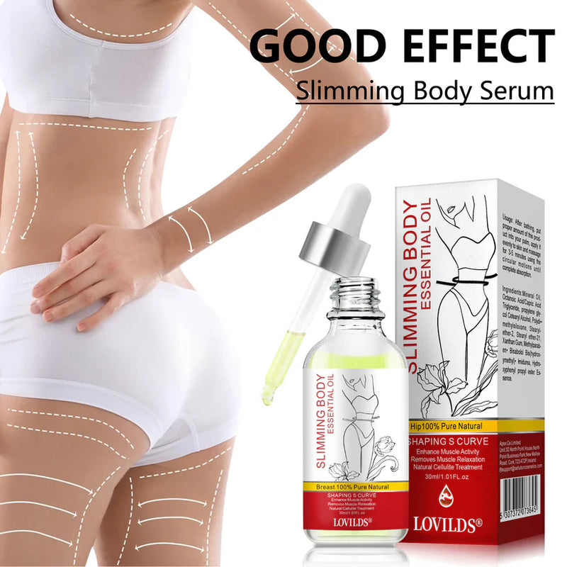 Lovilds® Óleo Corporal Emagrecedor e Modelador – Alise a Barriga, Firme a Cintura, Esculpa o Abdômen e Afine as Pernas